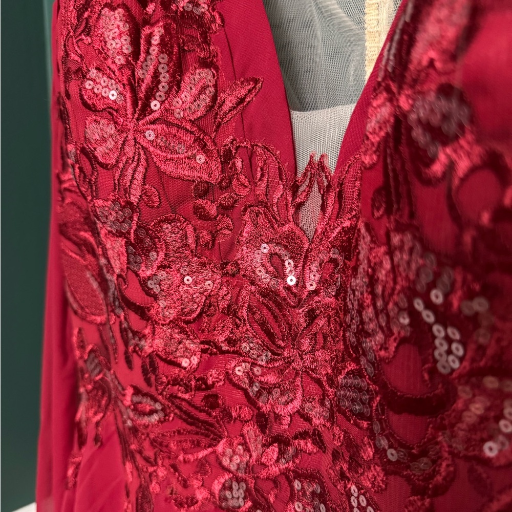 NWT JJs House Burgundy Bridesmaid Formal Prom Ren Fair Dress with Cape - Picture 8 of 13